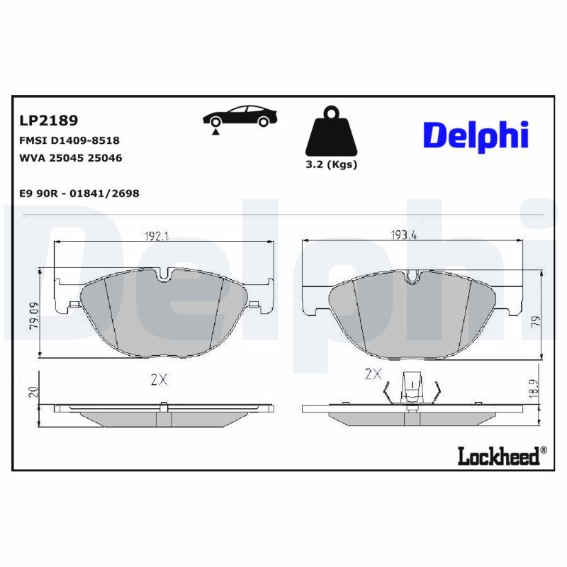 Piduriklotsi komplekt, ketaspidur, DELPHI LP2189