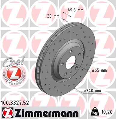 Гальмівний диск, Zimmermann 100.3327.52