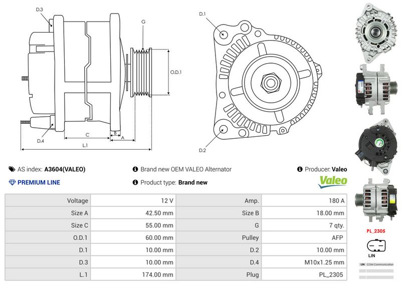 AS-PL A3604(VALEO) Alternator