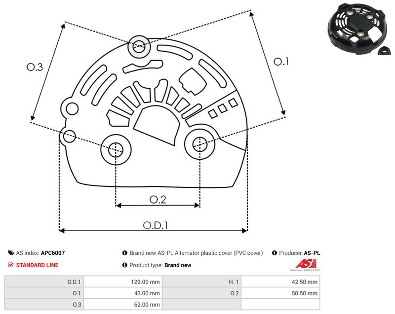 AS-PL APC6007 Protective Cap, alternator