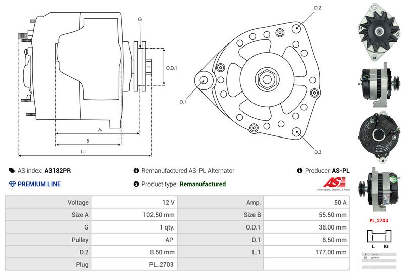 AS-PL A3182PR Alternator