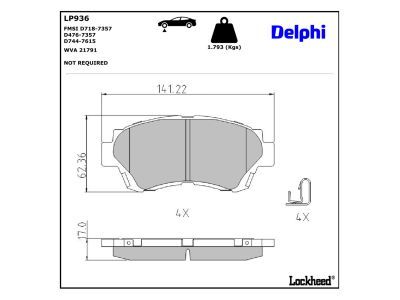DELPHI LP936 - Brake Pad Set, disc brake
