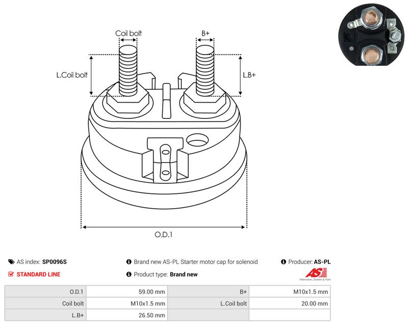 AS-PL SP0096S Cap, starter relay