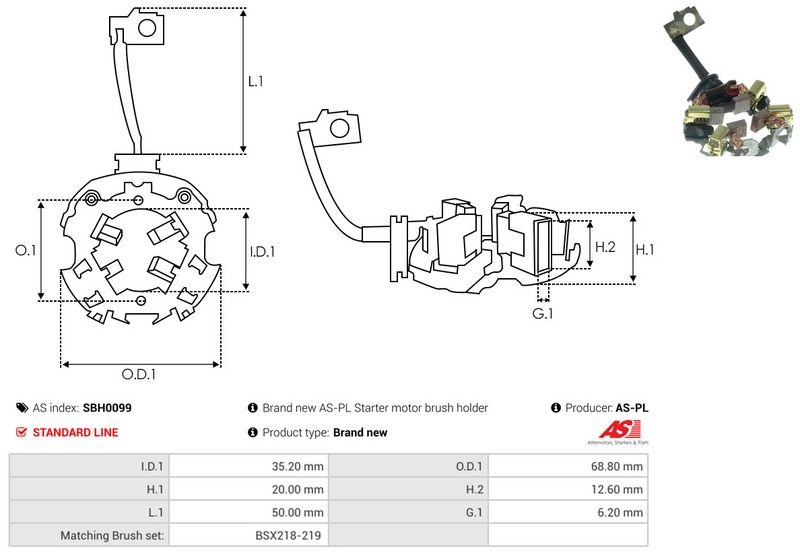 AS-PL SBH0099 Holder, carbon brushes