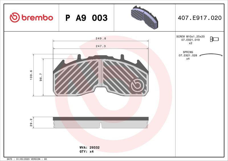 Set placute frana,frana disc P A9 003 BREMBO