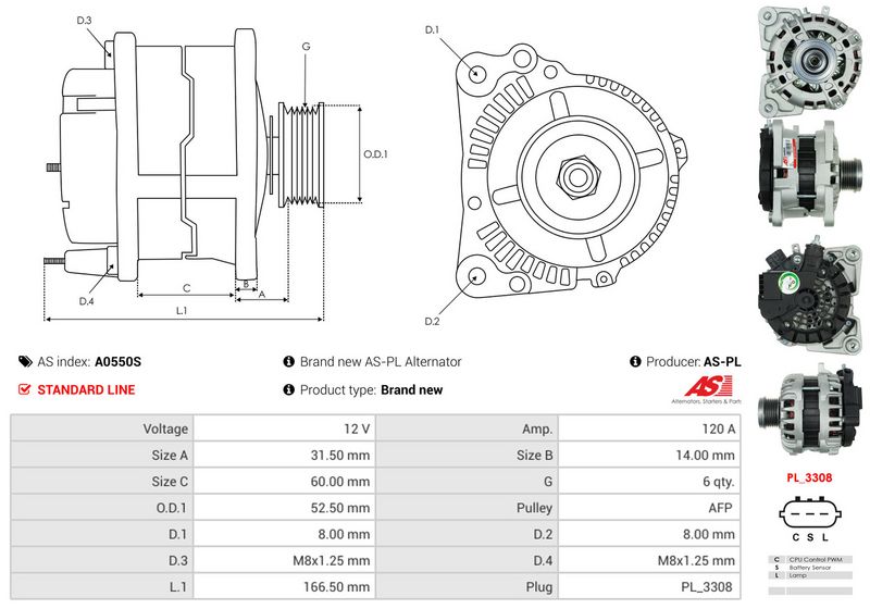 AS-PL A0550S Alternator