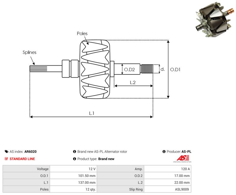 AS-PL AR6020 Rotor, alternator