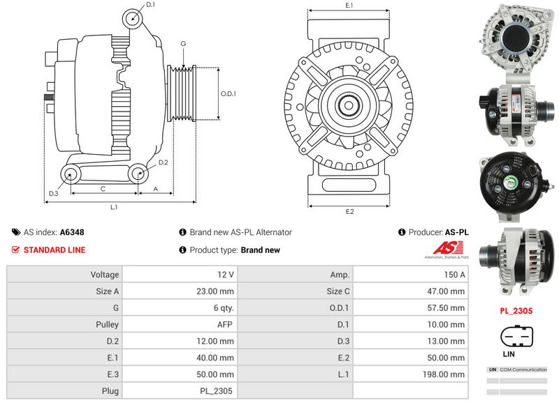 AS-PL A6348 Alternator