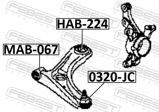 FEBEST HAB-224 Mounting, control/trailing arm