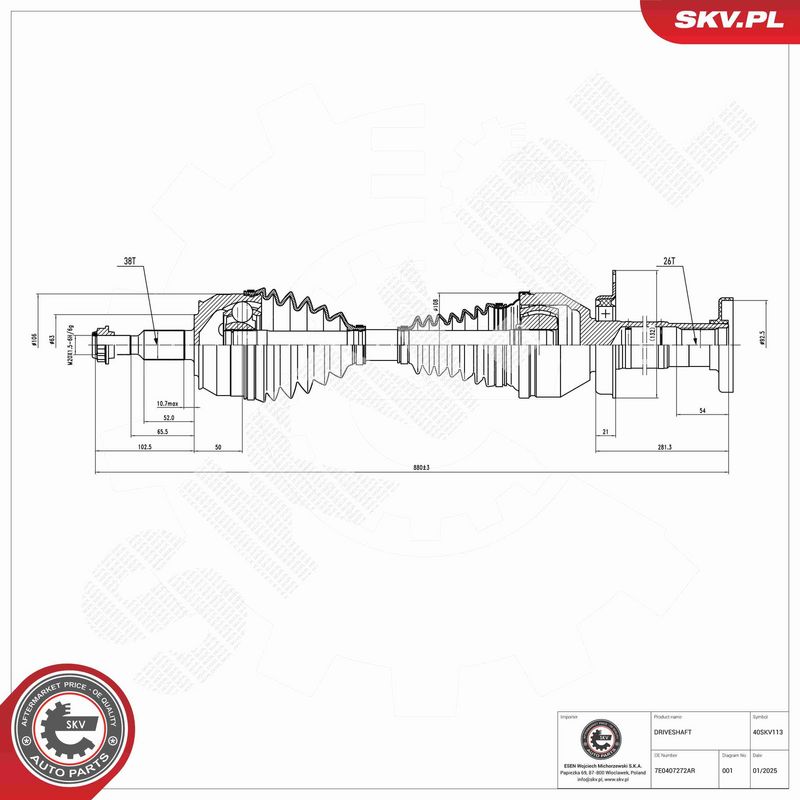 ESEN SKV 40SKV113 Drive Shaft