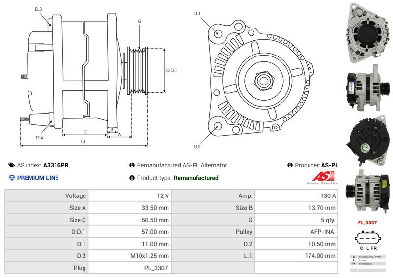 AS-PL A3316PR Alternator