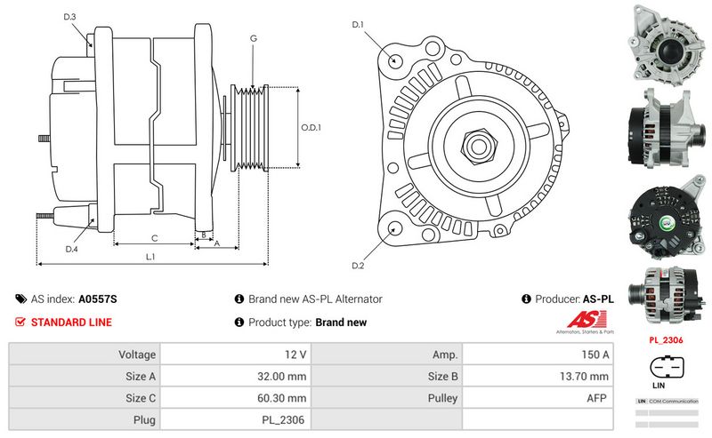 AS-PL A0557S Alternator
