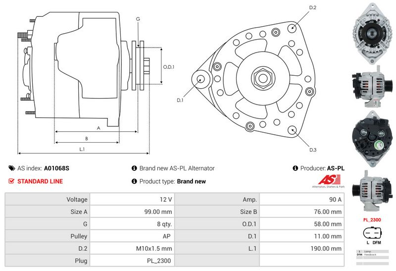 AS-PL A01068S Alternator
