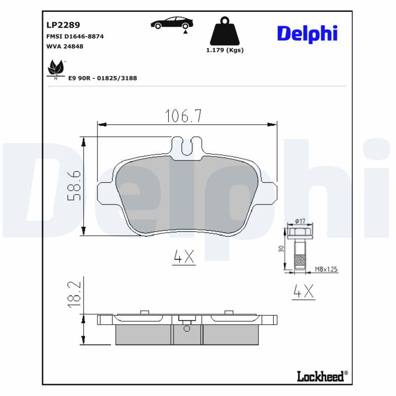 Piduriklotsi komplekt, ketaspidur, DELPHI LP2289