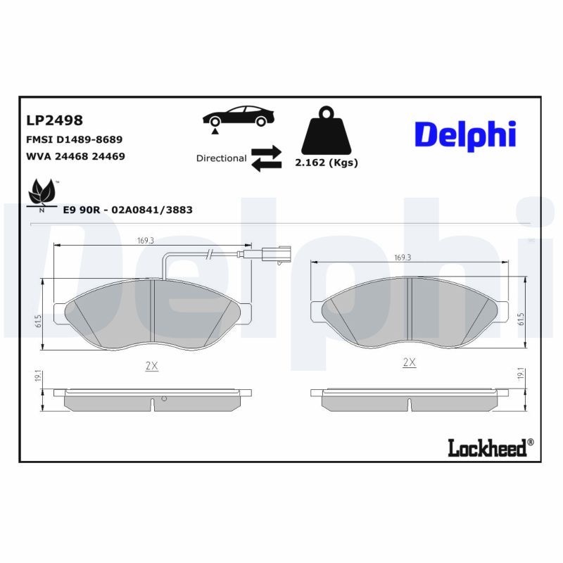 Piduriklotsi komplekt, ketaspidur, DELPHI LP2498