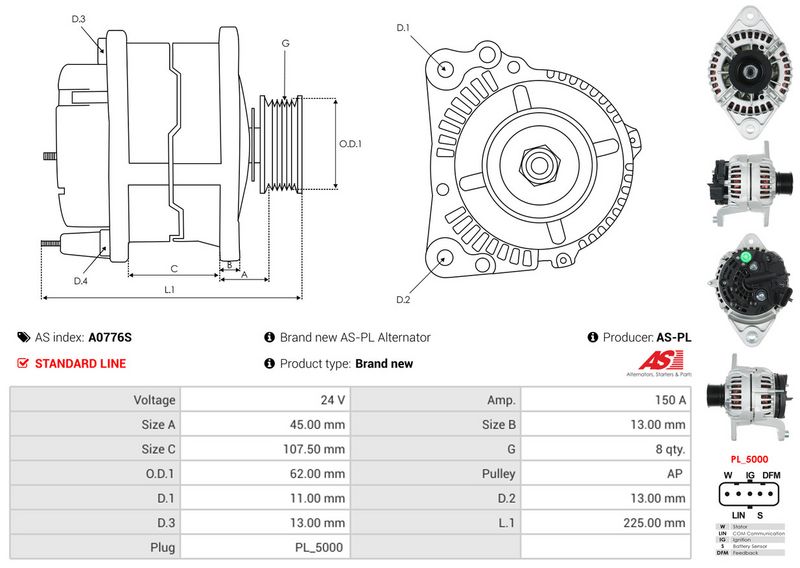 AS-PL A0776S Alternator