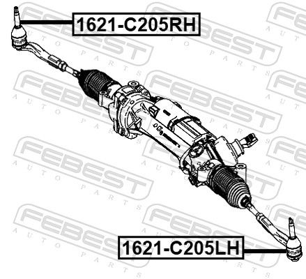 Наконечник, поперечна кермова тяга, Febest 1621C205RH