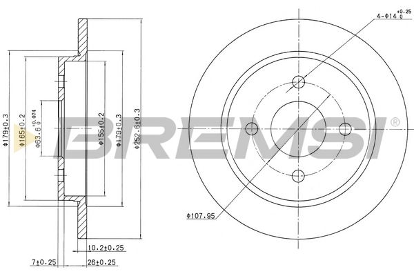 CD6281S BREMSI Тормозной диск задн. Fiesta/Focus/Scorpio/Sierra/Chimaera/Kallista 82-