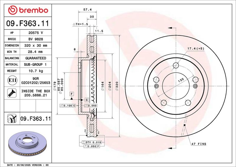 Brake disc Voor past: SSANGYONG MUSSO GRAND 2.2D 04.22-