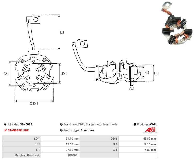AS-PL SBH0085 Holder, carbon brushes