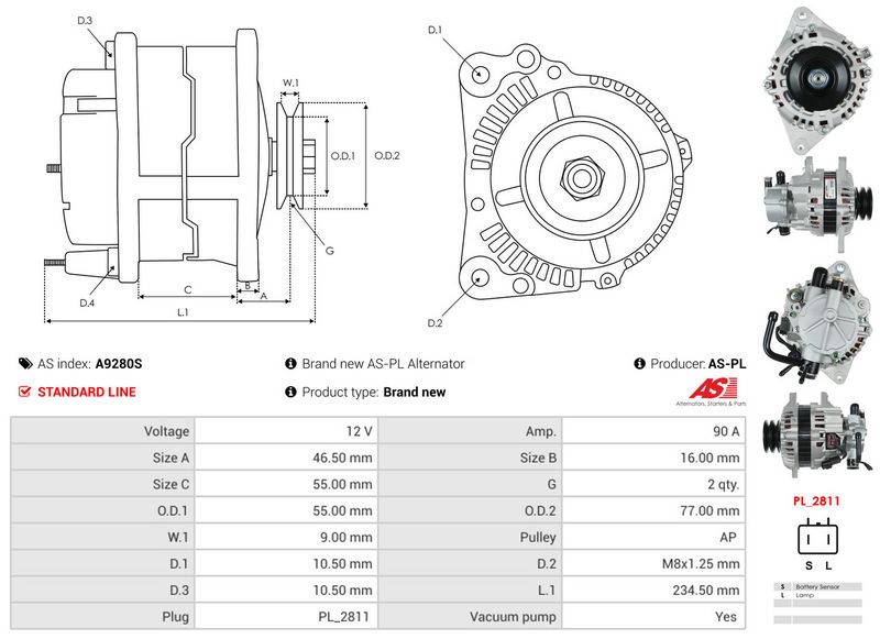 AS-PL A9280S Alternator