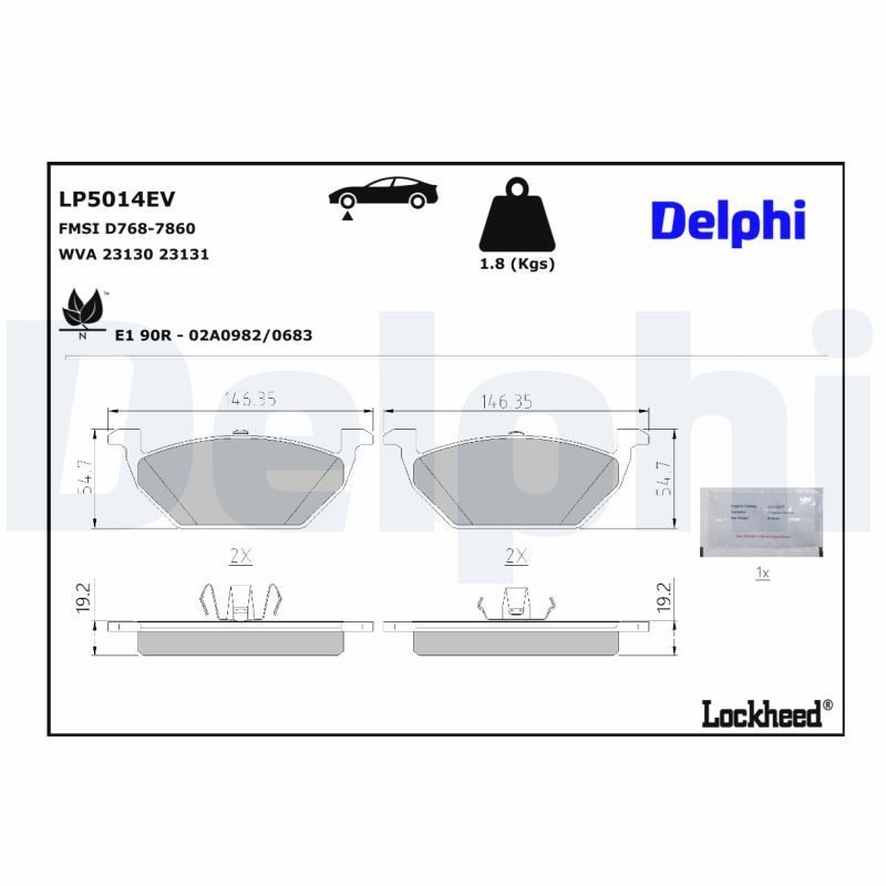 DELPHI LP5014EV Brake Pad Set, disc brake