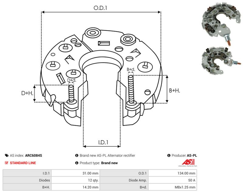 AS-PL ARC6084S Rectifier, alternator