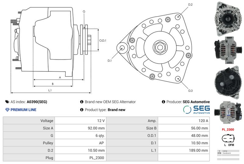 AS-PL A0390(SEG) Alternator