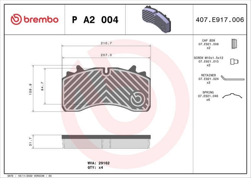 BREMBO Brake Pad Set, disc brake P A2 004
