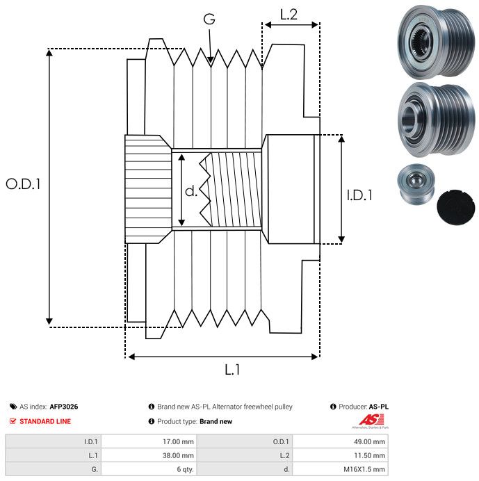 AS-PL AFP3026 Alternator Freewheel Clutch