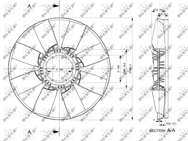 Крильчатка вентилятора, система охолодження двигуна, Nrf 49806