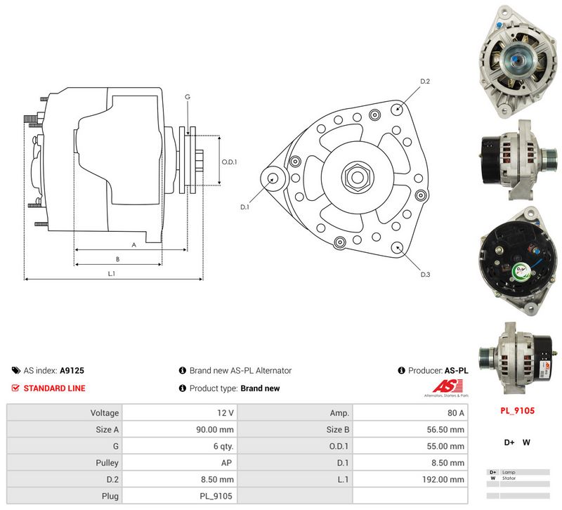 AS-PL A9125 Alternator