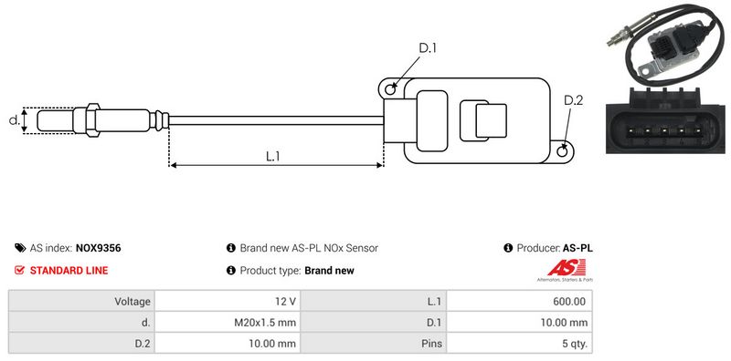 AS-PL NOX9356 NOx Sensor, urea injection