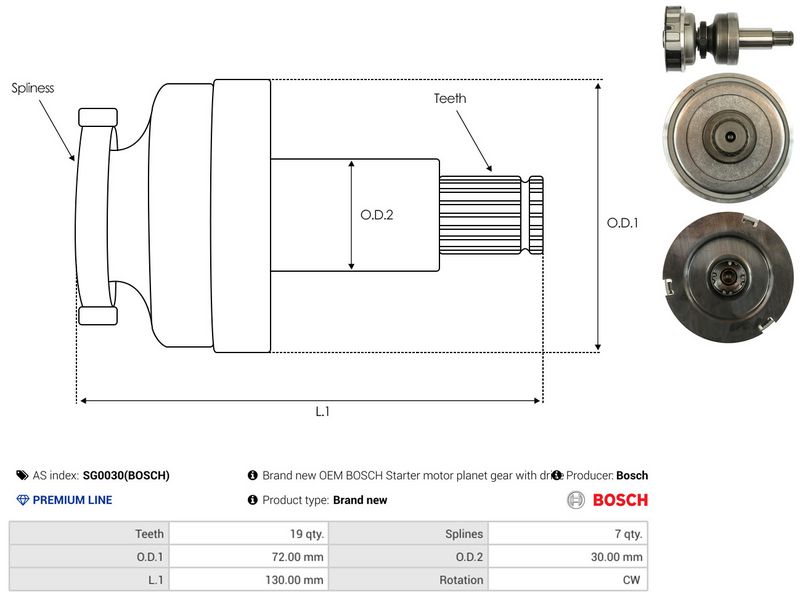 AS-PL SG0030(BOSCH) Ring Gear, planetary gearbox (starter)