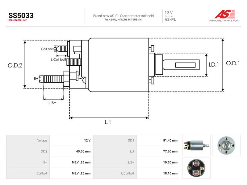 Magnetlülitus, starter, AS-PL SS5033