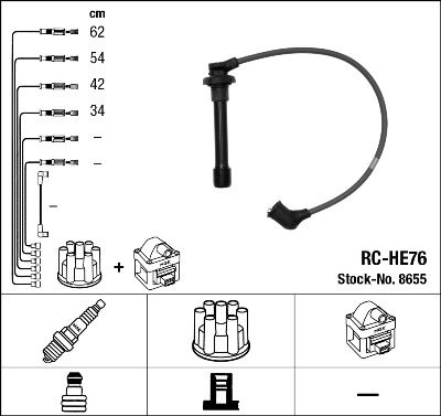 Комплект проводів високої напруги, Ngk RCHE76