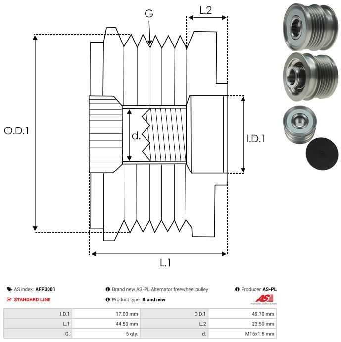 AS-PL AFP3001 Alternator Freewheel Clutch