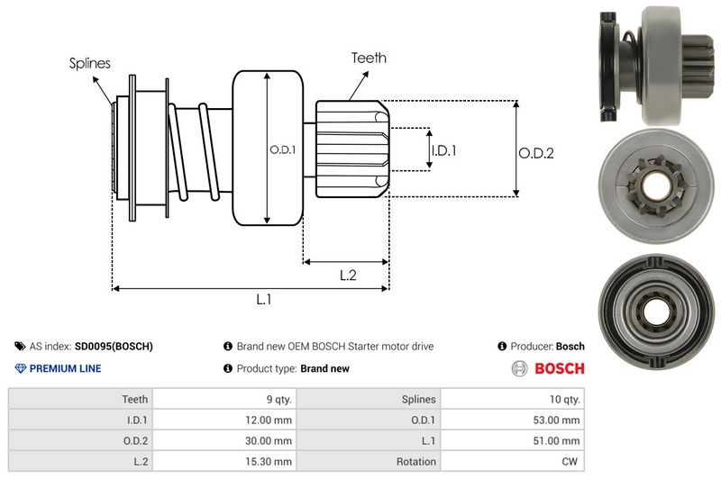 AS-PL SD0095(BOSCH) Freewheel Gear, starter