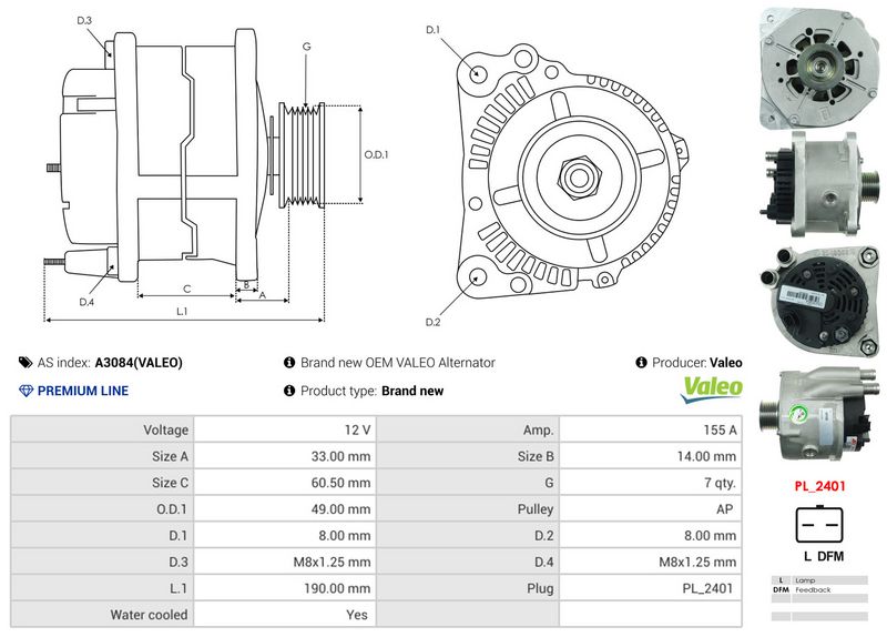 AS-PL A3084(VALEO) Alternator