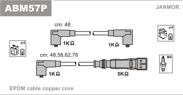 Комплект проводів високої напруги, Janmor ABM57P