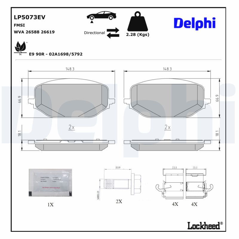 DELPHI LP5073EV Brake Pad Set, disc brake