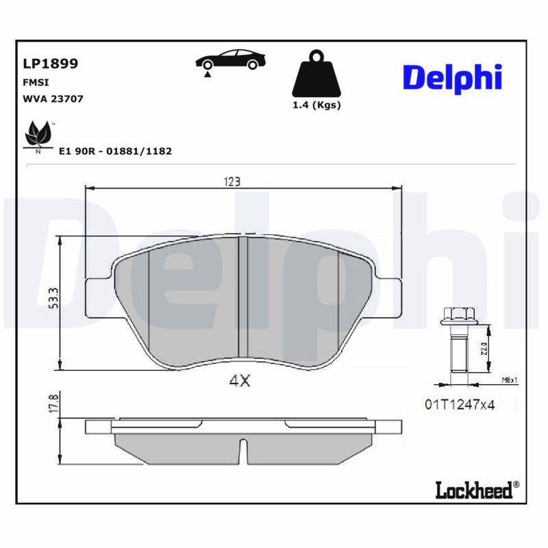 Piduriklotsi komplekt, ketaspidur, DELPHI LP1899