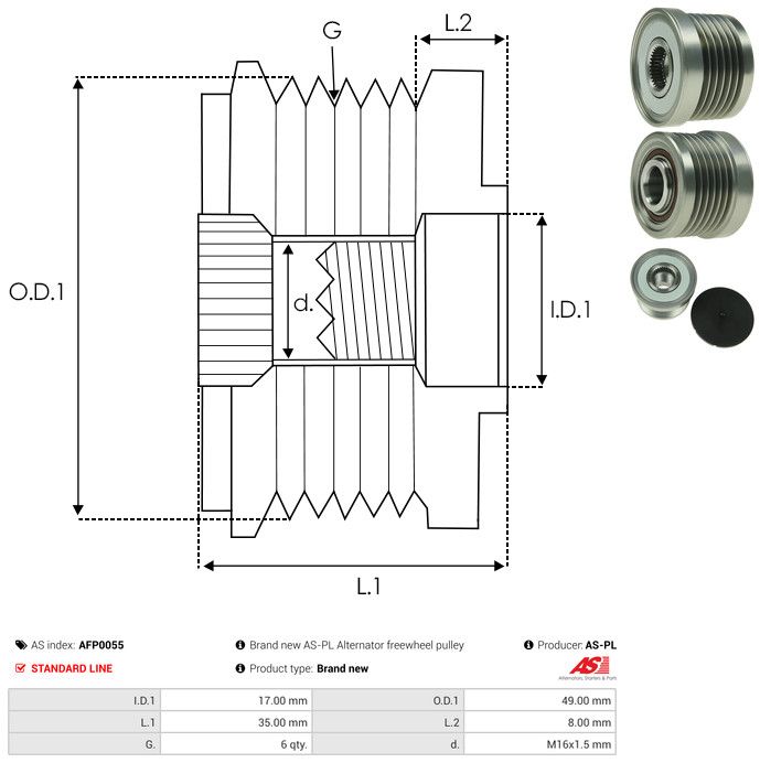 AS-PL AFP0055 Alternator Freewheel Clutch