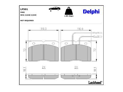 DELPHI LP501 Brake Pad Set, disc brake