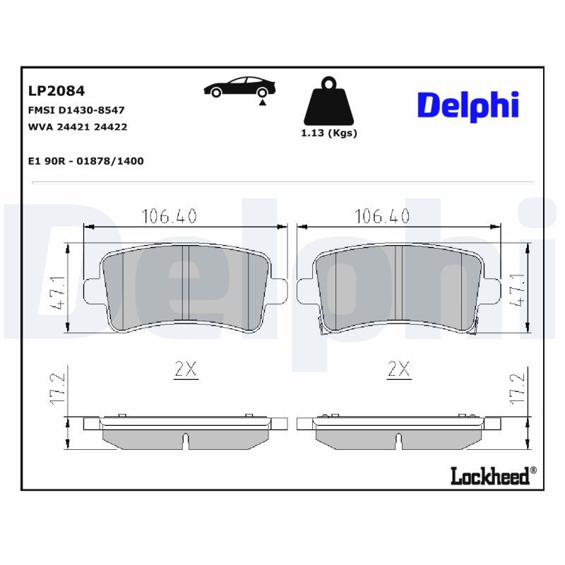 DELPHI LP2084 Brake Pad Set, disc brake