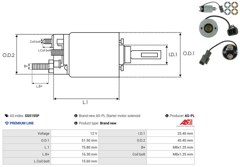 AS-PL SS5155P Solenoid Switch, starter