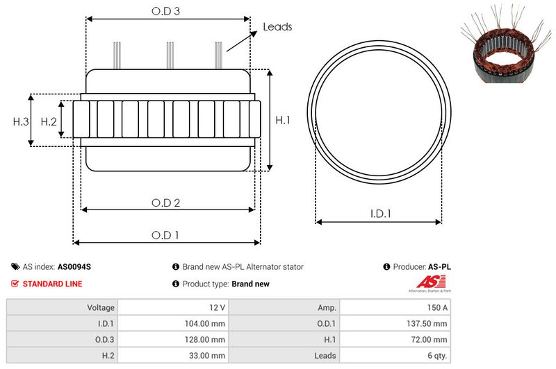 Staator, generaator, AS-PL AS0094S