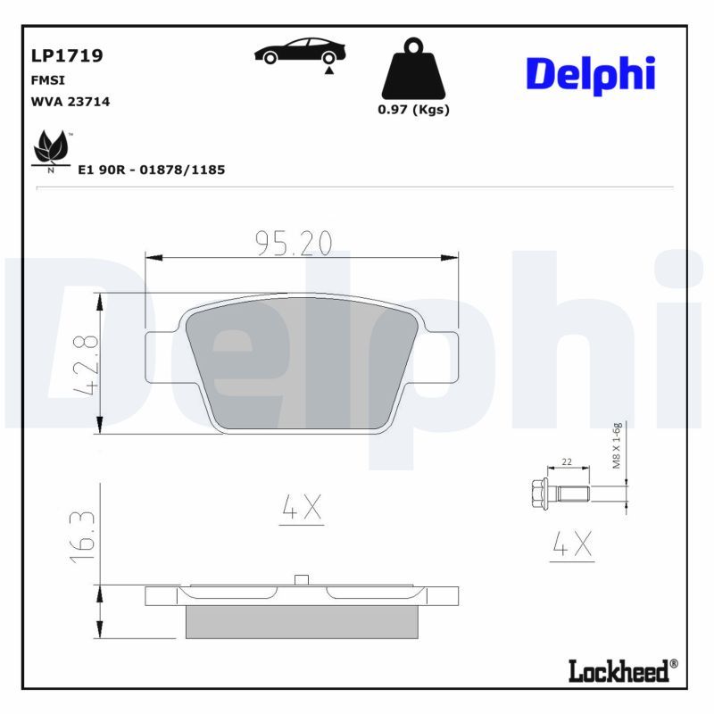 Piduriklotsi komplekt, ketaspidur, DELPHI LP1719