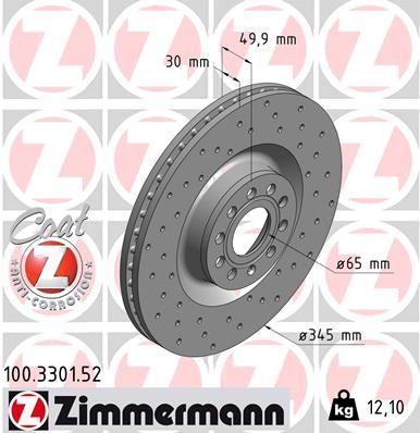 Гальмівний диск, Zimmermann 100.3301.52