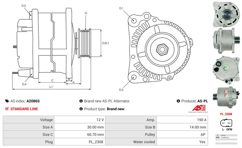 AS-PL A2086S Alternator